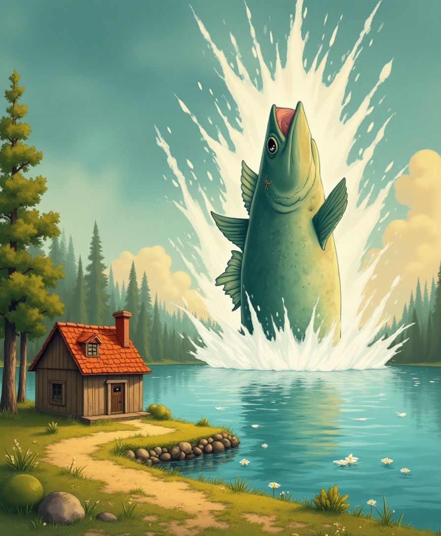 湖の家と大魚