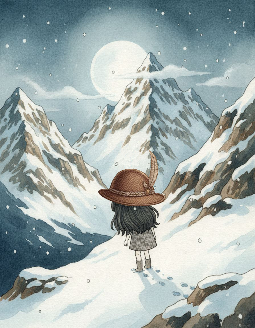 夜の雪山を登る